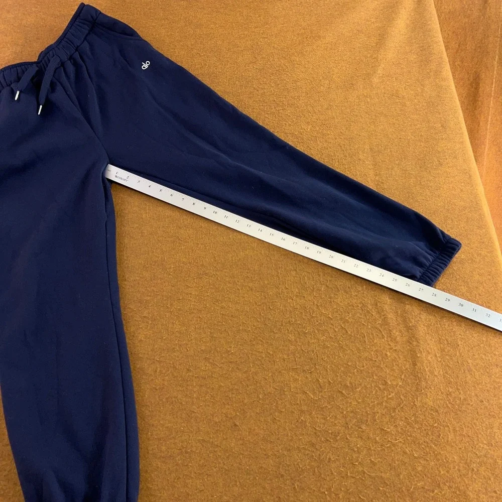 Alo Yoga Womens Large Navy Blue Fleece Drawstring Jogger Sweatpants